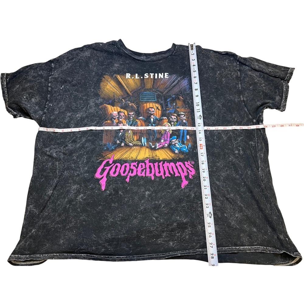 Goosebumps Mens T-Shirt Cotton Acid Wash Slappy Graphic Black 3XL